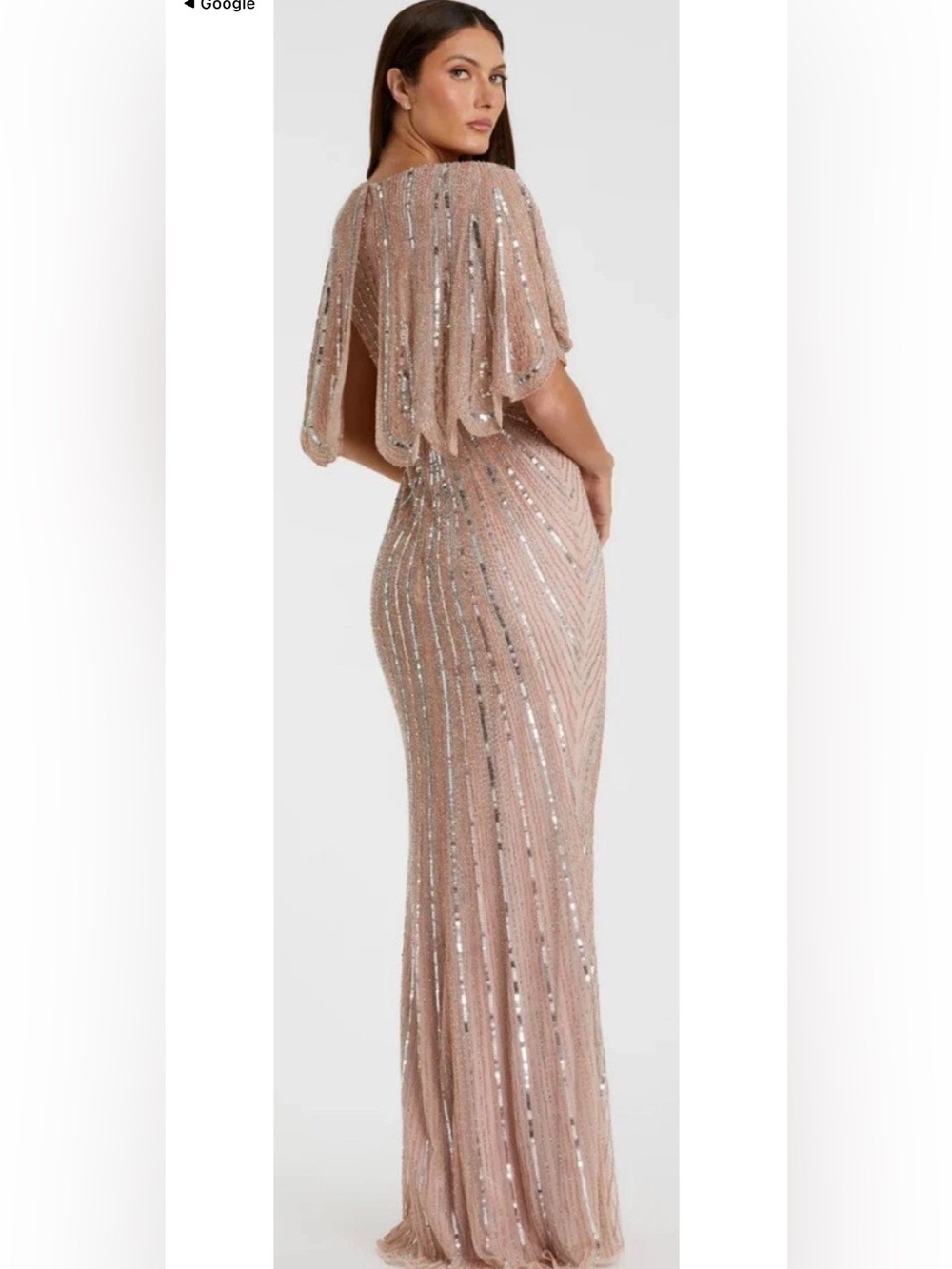 NWT Mac Duggal 93583 Pink Sequined V Neck Cape Sleeve Column Gown Size 4 - Picture 11 of 11